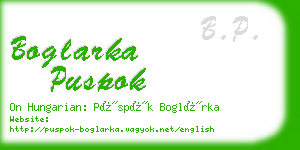 boglarka puspok business card